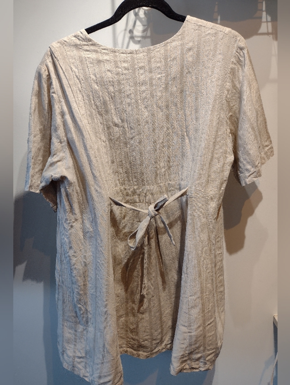 Vintage Neutral Beige Button-Front Midi Dress - Picture 6 of 6